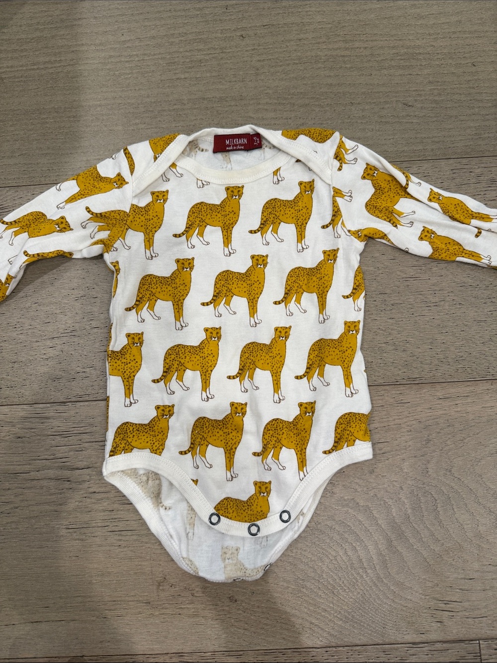 Milkbarn Mustard Cheetah Print Long-Sleeve One-Piece